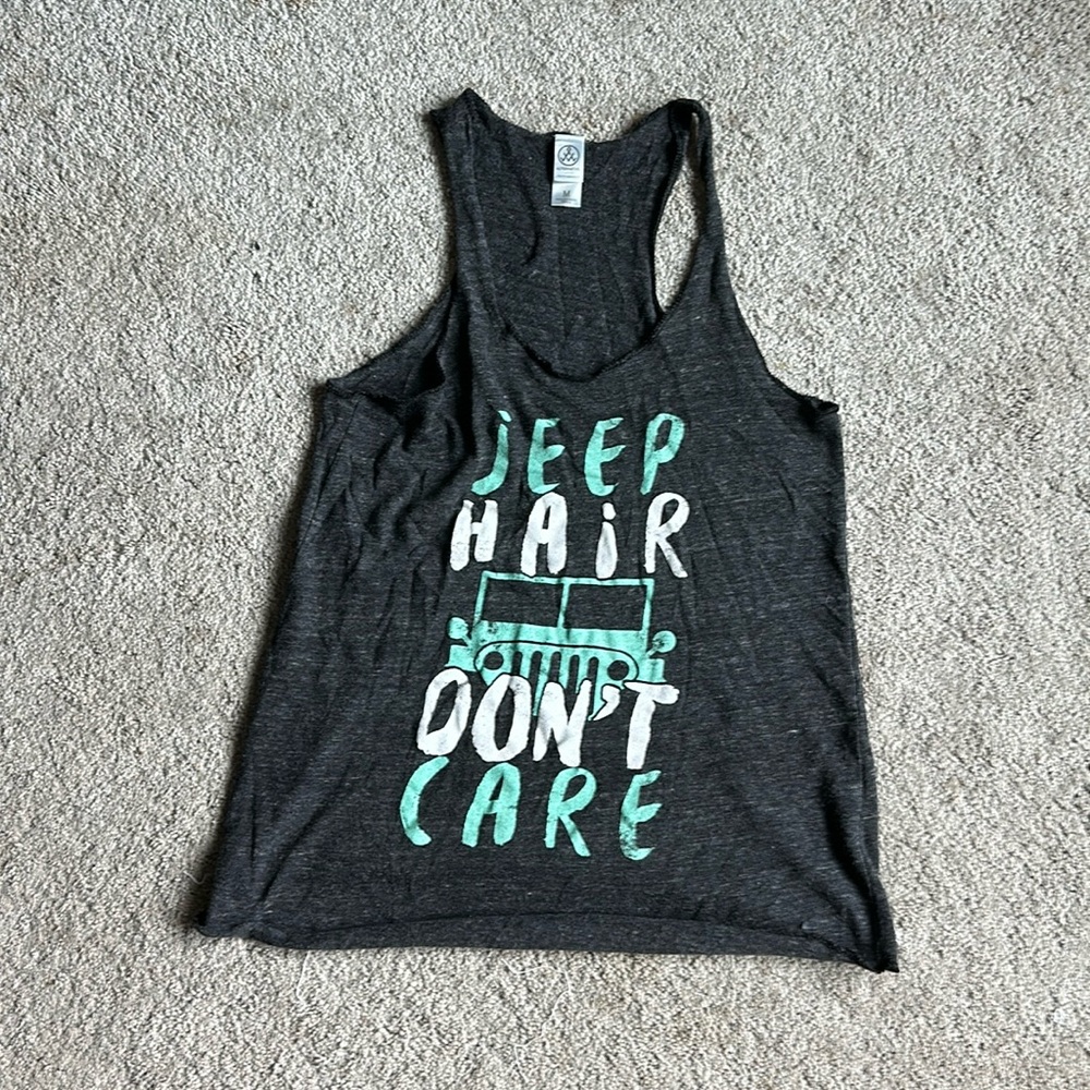 Alternative tank size M grayish black with white and mint green letters
